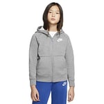 Nike Kid's G NSW PE FULL ZIP Hoodie, Carbon Heather/(White), X-Large