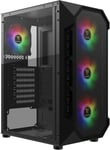 PC Gamer Boitier, Boîtiers Gaming ATX Moyen Tour Vide, Airflow Mesh Case, 4 Ventilateurs ARGB de 120 mm Intégrés, Verre Trempé Latéral, Noir