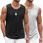 COOFANDY Mens Vest Tops Summer Multipack - Easy Dry Fit Tank Top for Gym Sleeveless Workout Tops Men Vests Black/Light Gray S