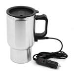 Decdeal - Bouilloire électrique de voiture en acier inoxydable, thermos de voyage, bouteille d'eau chauffante, tasse chauffante avec voyant lumineux,