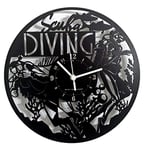 Instant Karma Clocks Wall Clock ➤ Scuba Diving Swimmer Sea, HDF Wood, Black, Ø12inch