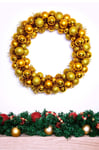 56cm Gold Shatterproof Bauble Wreath | Christmas Tree World