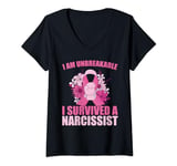 Womens I Am UNBREAKABLE I Survived A Narcissist Breakup Attitude V-Neck T-Shirt