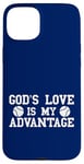 Coque pour iPhone 15 Plus God's Love is My Advantage Christian Tennis Jesus Christ