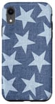 iPhone XR Blue Star On Navy Cute Y2K Star Pattern Case