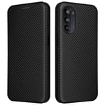 SKALO Motorola Moto G52 Carbon Fiber Plånboksfodral - Svart Svart