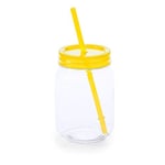 eBuyGB 1303208-2 Pack of 2 Mason Jam Jars, BPA-Free Plastic, 600 ml, Yellow