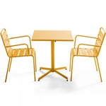 Ensemble table de jardin carrée et 2 fauteuils métal jaune Palavas  Oviala