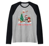 Merry Christmas Cute Zebra Santa Hat Zebra Lovers Xmas Tree Raglan Baseball Tee