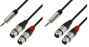 Adam Hall Cables 4 STAR YWFF 0180 - Câble Audio REAN Mini-Jack 3,5 mm stéréo vers 2 x XLR femelle 1,8 m (Lot de 2)