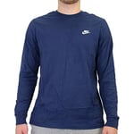 Nike AR5193-410 M NSW Club TEE - LS Sweatshirt Mens Midnight Navy/(White) XS