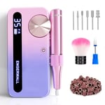 ENGERWALL Ponceuse pour Ongles Portable Professionnelle 35000 RPM, Lime à Ongles Electrique Rechargeable pour Enlever et Polir le Gel Acrylique Ongles, Perceuse à Ongles avec Kit de Salon, Rose-Bleu