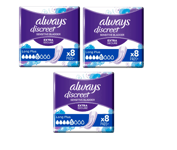 Always Discreet Long Plus Pads 8 Pads x 3