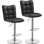 Yaheetech Lot de 2 Tabourets de Bar en Similicuir Réglables en Hauteur Chaises de Bar Assise Pivotante à 360° Tabourets de Cuisine pour Bar Salle à Manger Comptoir 50 × 43,5 × 92,5 cm 2/Noir