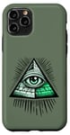 Coque pour iPhone 11 Pro argent tous les yeux voyants ironie illuminati foi