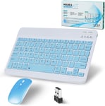 Clavier Bluetooth Sans Fil Avec Souris, Souris 2,4 Ghz, Mini Clavier Ultra Fin Sans Fil Pour Ipad, Mac, Ordinateur Portable, Tablette, Surface, Téléphone, Ordinateur, Windows/Android/Ios, Qwerty, Ble