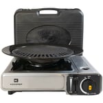 Barbecue Grill 2 en 1 Réchaud gaz piézo 2200 w Kemper Plaque grill Camping - grey