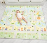 Tapis de Jeu pour Enfant Bebe 180x200x1,5cm Tapis de Sol XXL en Mousse Epais Pliable Reversible - Tapis d'éveil pour Bébé - Tapis de Motricité Favorisant Le Développement Sensoriel Cadeau bébé