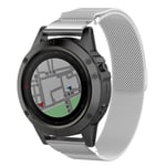 Garmin Fenix 5X milanese ruostumaton teräs magneettinen vaihto ranneke - Hopea Hopea/Harmaa