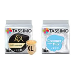Tassimo L'OR XL Classique Coffee Pods (Pack of 5, Total 80 Coffee Capsules) & Creamer Milk Pods (Pack of 5, Total 80 Coffee Capsules)