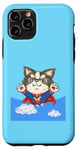 Coque pour iPhone 11 Pro chihuahua super-héros mignon chien chiot animal de compagnie drôle animal art illustration