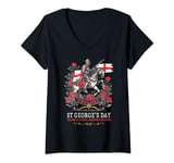 Womens St Georges Day Outfit Idea For Kids & English Flag V-Neck T-Shirt