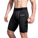 AMZSPORT Pantalon de Sport Homme Short Legging de Compression Séchage Rapide Baselayer Pantalon Noir L