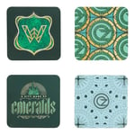 Wicked Movie Coasters - Officially Licensed Disney Gift for Wicked Fans, Cork Backed Oz & Emerald City Designs, Stylish Home Decor Drink Coasters, 4 pcs | Paladone