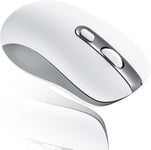 Souris Sans Fil, Silencieuse, Sans Fil, Bluetooth, Trimode Avec 6 Boutons, Design Ergonomique Sans Fil, 800-1200-1600 Dpi Réglable, Pour Ipad, Pc, Ordinateur Portable, Ordinateur Portable (Blanc)