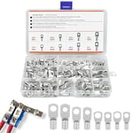 PEALOVCOM 130 PCS Cosses Electriques a Sertir Kit Cosses Electriques pour Voiture Cosses Electriques a Sertir Plate Connecteurs Electrique a Sertir Cosse Electrique Isolée Adapté aux Câble de 6-25mm²