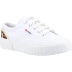 Superga 2630 Stripe Pad Leopard 100% Cotton WoMens White/Leopard Trainers material_cotton - Size UK 8