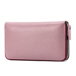 AprinCtempsD Portefeuille Longue en Cuir Véritable Petit Pochette Grande Capacité Porte-Carte Zipper pour Femme (Pink)