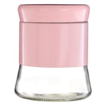 800ml Pink Stainless Steel Glass Coffee Sugar Tea Kitchen Canister Storage Jar