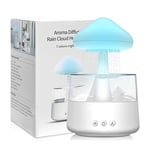 Lampe Pluie Humidificateur d'air 450 ML, Diffuseur huiles essentielles, Rain-Cloud humidificateur avec 7 lumières LED de Couleur, Lampe Champignon Pluie pour Maison, Bureau et Chambre (Blanc)