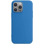 Premium Silicone Semi-rigid Matte Finish Blue Case for iPhone 15 Pro Max