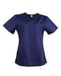 JONATHAN UNIFORM Blouse Medicale Femme V Col 3 Poches, Tenue Aide Soignante Professionnelle pour Infirmiere Dentiste Vétérinaire Hopital (Bleu, L)