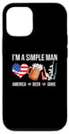 Coque pour iPhone 14 Pro I'm A Simple Man America Beer Guns Drapeau USA Independence