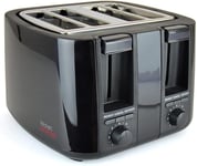 KitchenPerfected 4 Slice extra wide slot Toaster Black 7 functions E2115BK NEW