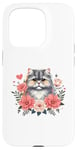 Coque pour iPhone 15 Pro Roses Flowers British Longhair Cat Highland Straight