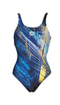 arena W ICY U Back B Maillot de Bain pour Femme, Femme, 001340 - Nero/Lily Yellow - 36 (Taille Fabricant 42)