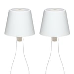 LA VILLE LUMIÈRE Kit de 2 Lampes LED MarieB Sans Fil, Rechargeables et Dimmerables, Abat-Jour pour Intérieur/Extérieur, Autonomie de 48h, 3 Températures de Lumière, LVL (Blanc Solide)