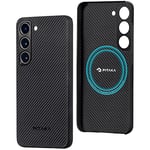 PITAKA Case for Samsung S23 Plus, Slim & Light Galaxy S23+ Case Compatible with MagSafe, Scratch-resistant Magnetic Phone Case Made From Premium Aramid Fibre,[MagEZ Case 3], Black/Grey