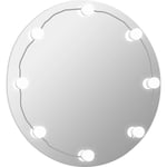 Miroir mural sans cadre avec lampes led Rond Verre - Inlife