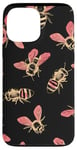 Coque pour iPhone 13 Pro Max Accessoire pour téléphone sur le thème des abeilles roses et noires