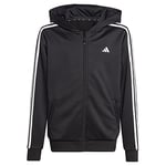 adidas Garçon Train Essentials AEROREADY 3-Stripes Regular-Fit Full-Zip Hoodie, Black/White, 15-16 Years