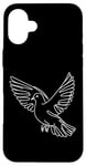 Coque pour iPhone 16 Plus Line Art Oiseau et ornithologue Colombe à ailes blanches