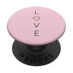 LOVE - Simple. Classique. Coeur. rose. Support pour téléphone ou tablette PopSockets PopGrip Adhésif