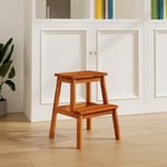 Tabouret-escabeau 2 marches Repose-pied Tabouret Bas 40x38x50 cm Bois d'acacia solide 89077