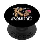 K Is For Knowledge Cute Pencil Bow Teacher Stay Curious PopSockets Adhesive PopGrip