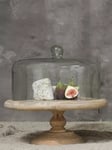 Nkuku Recycled Glass Dome & Mango Wood Cake Stand, 35.5cm